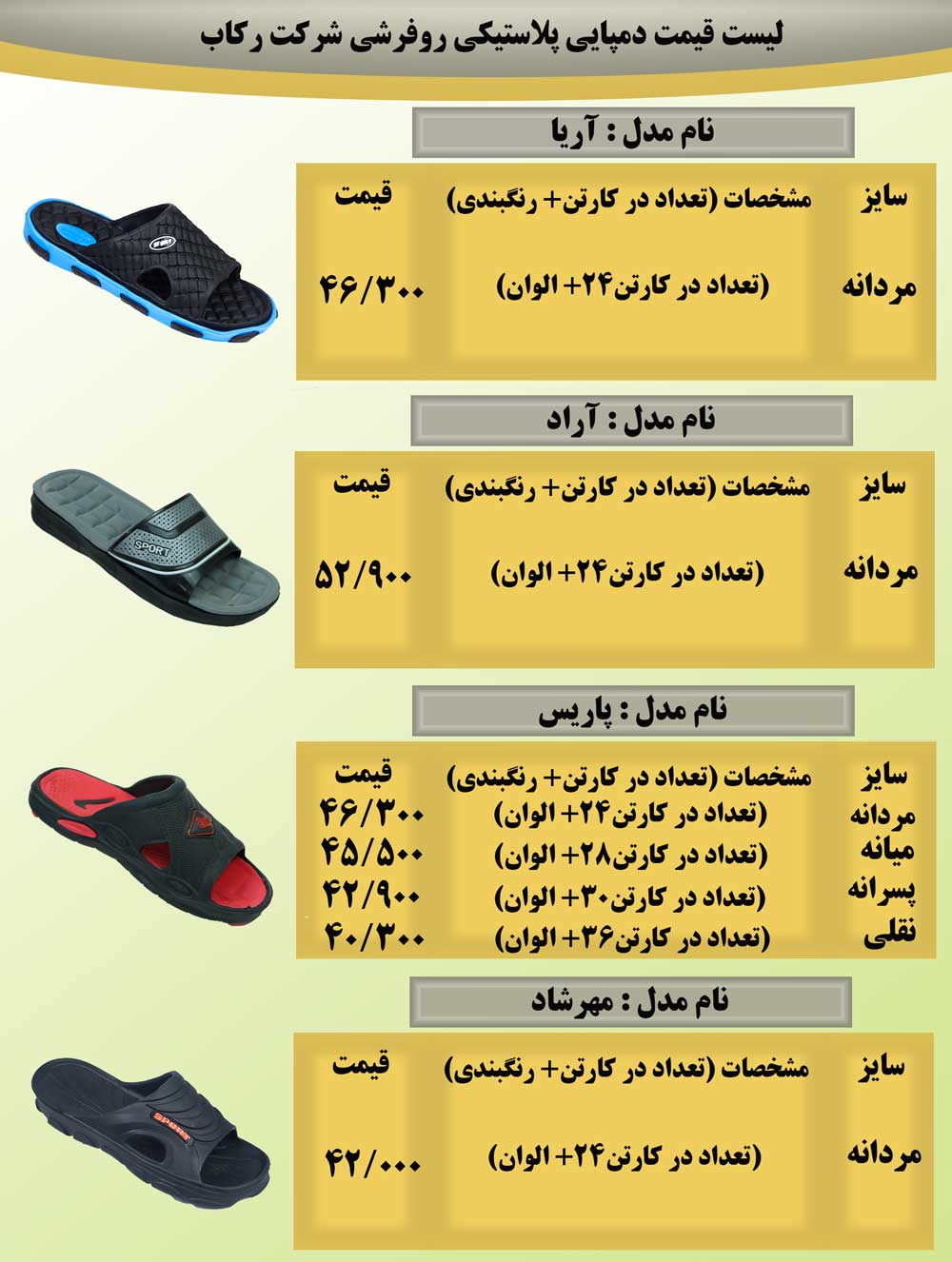 قیمت دمپایی پلاستیکی ارزان