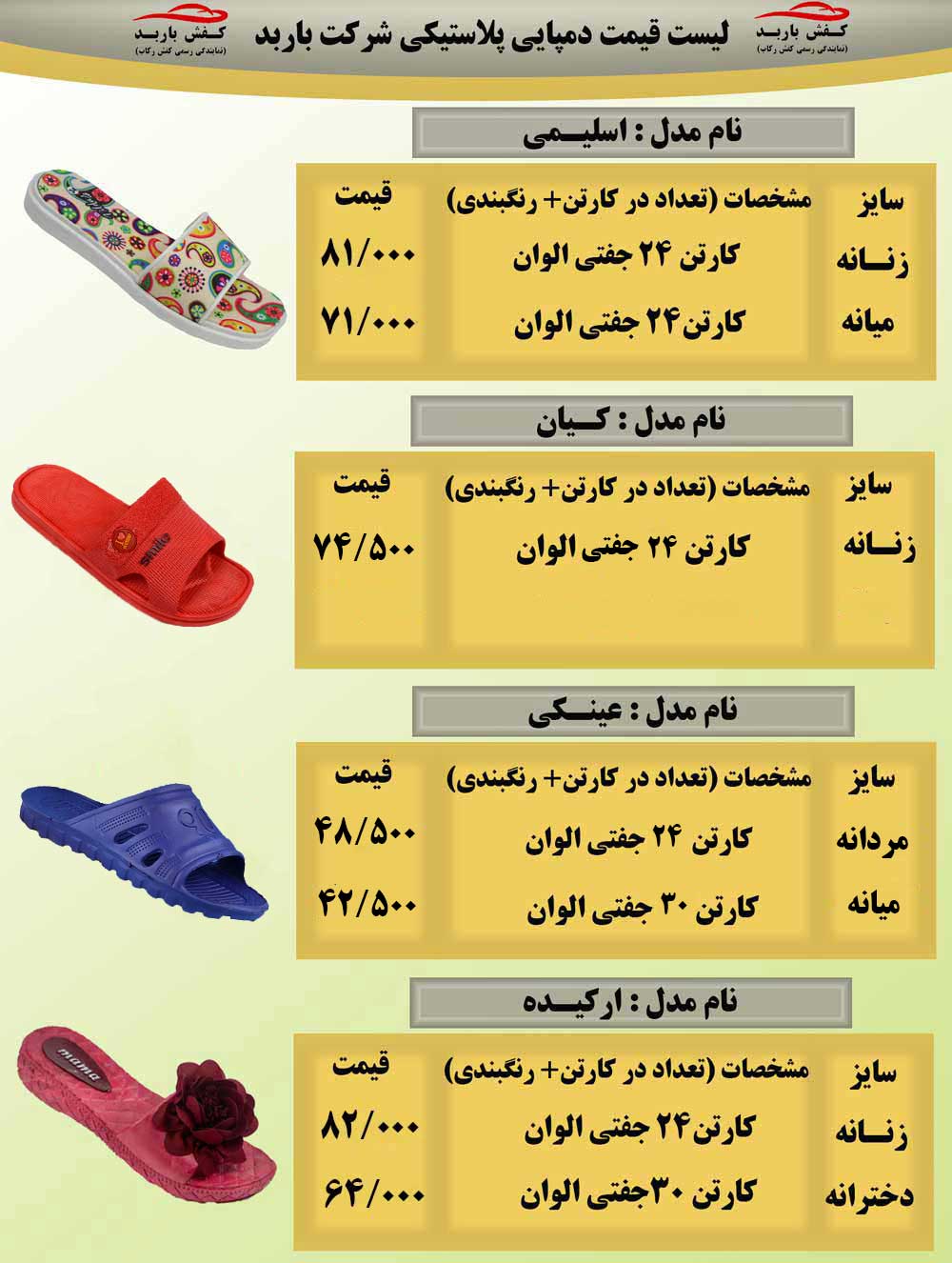 قیمت دمپایی پلاستیکی ارزان